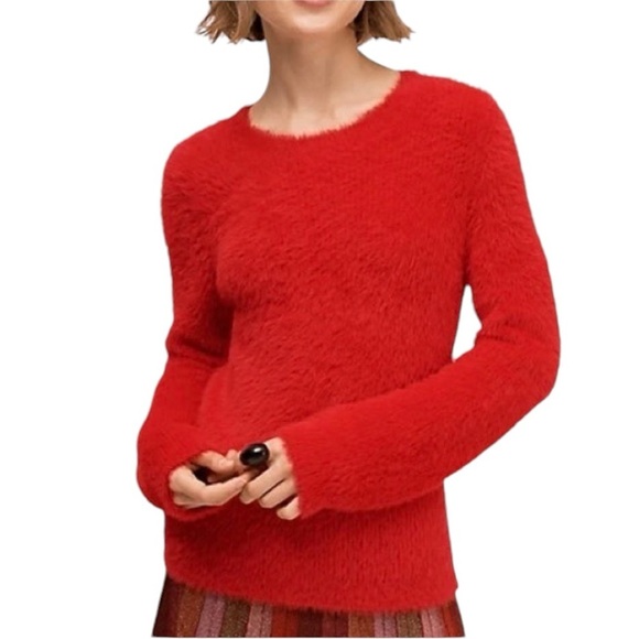 kate spade cortland mainline crewneck sweater Red XS fuzzy holidays Christmas - Picture 2 of 15